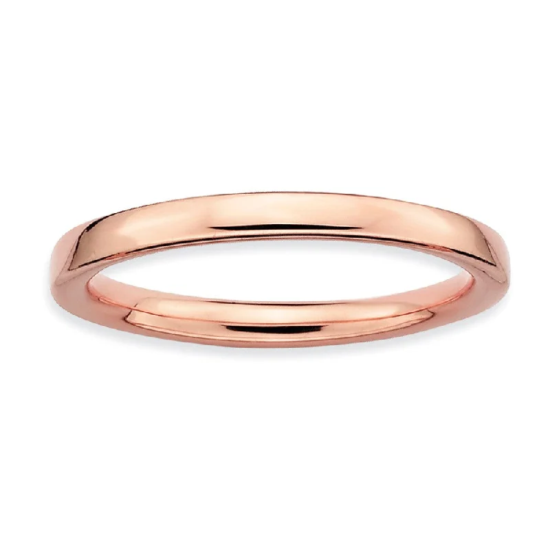 Unique Gold Rings-2.25mm Stackable 14K Rose Gold Plated Silver Semi Rounded Band