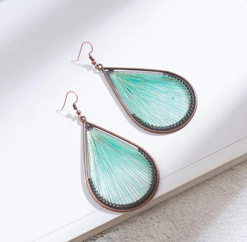 High-Quality Earrings-Turquoise Stringed Teardrop Earrings