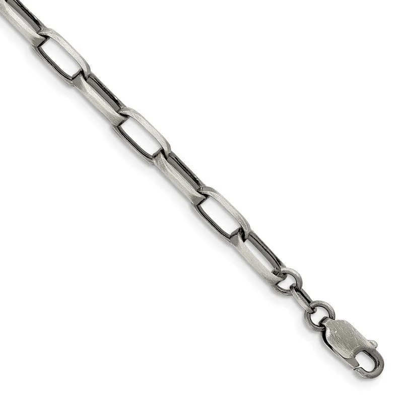 Elegant Link Bracelets for Women-Sterling Silver Antiqued 4.8mm Elongated Open Link Chain Bracelet