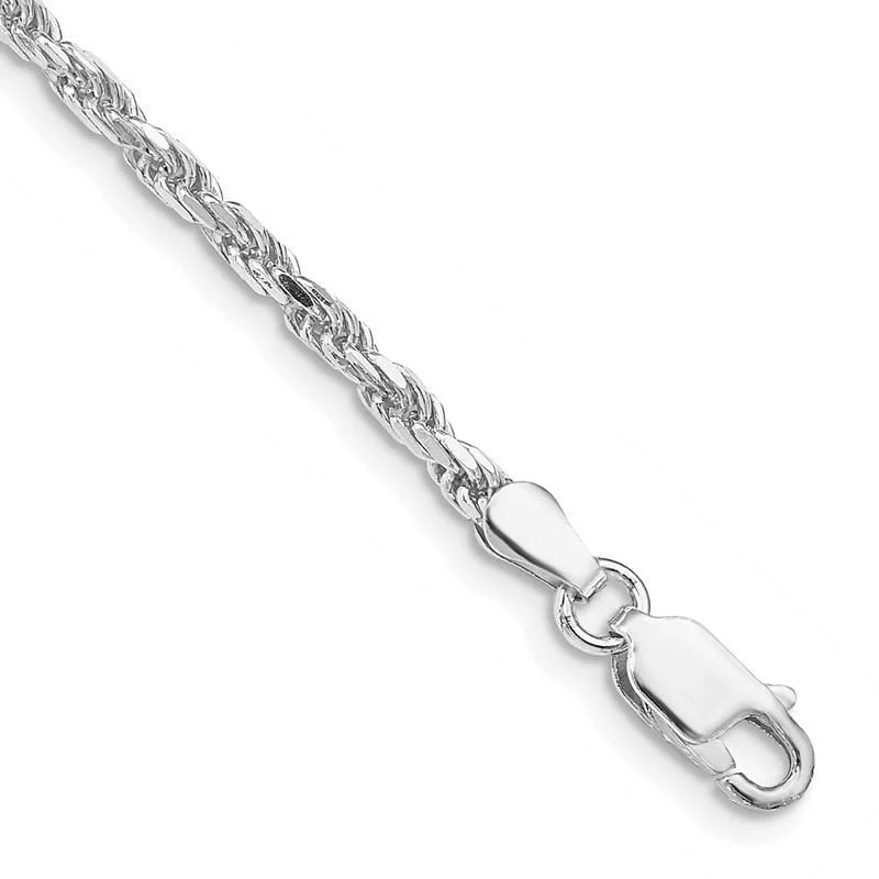 Statement Cuff Bracelets-Sterling Silver Rhodium-plated 2.5mm Diamond-cut Rope Chain Bracelet