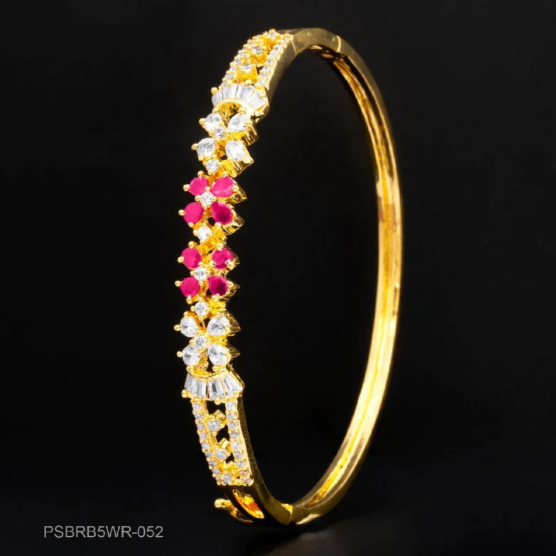 Elegant Adjustable Bangles-24ct Heavy Gold Layered Stone Bracelet Bangle PSBRB5WR-052