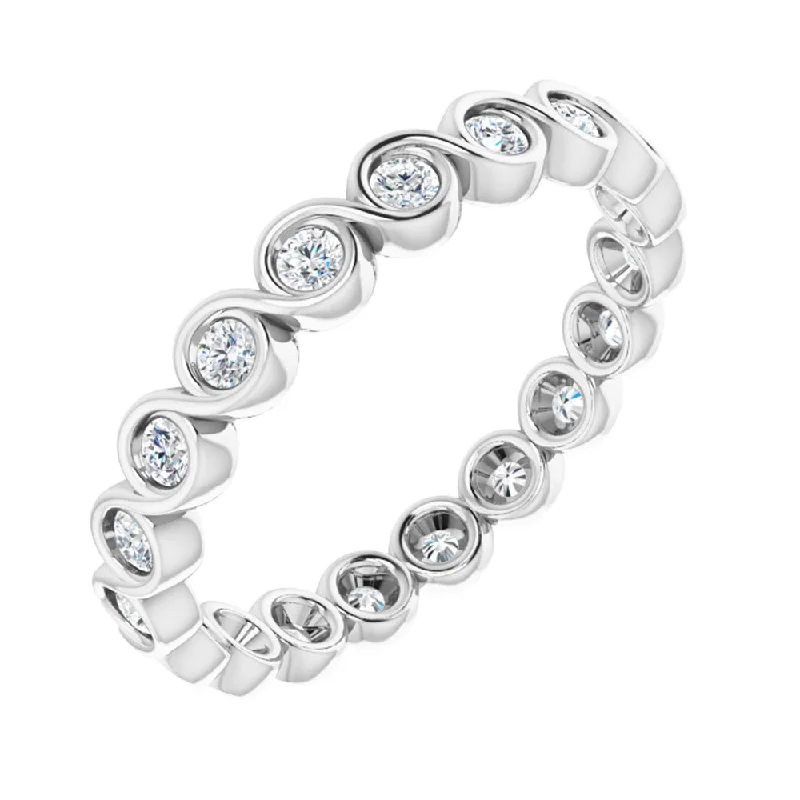 Women’s Engagement Rings-14K White Gold 1/2 CTW Diamond Bezel Set Eternity Swirl Band