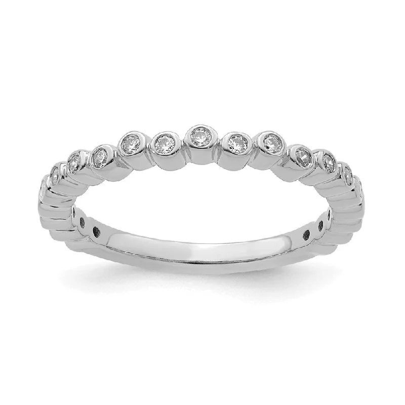 Customizable Wedding Bands-2.5mm 14k White Gold 1/10 Ctw Diamond Stackable Band