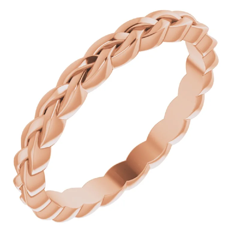 Handcrafted Diamond Rings-2mm 14K Rose Gold Woven Standard Fit Band