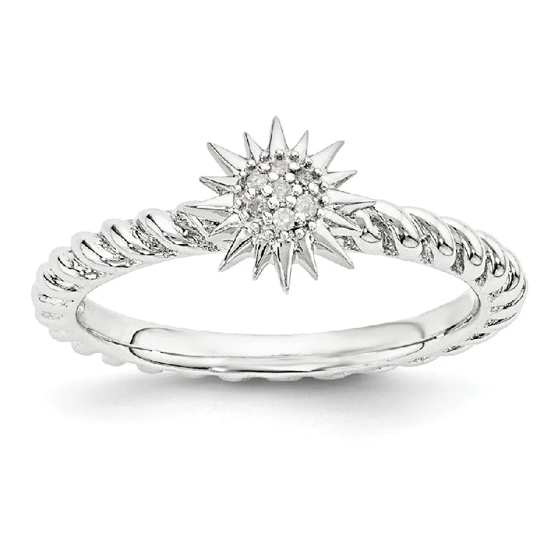 Sparkling Wedding Rings-Sterling Silver Stackable .035 Ctw I3 H-I Diamond 7mm Star Ring