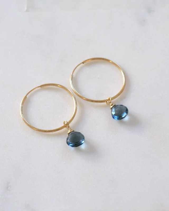 Chic Pearl Earrings-London Blue Topaz Hoop Earrings