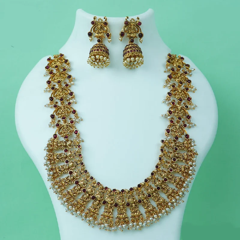 Vintage Style Necklaces-Diksha Collection Gold Plated Temple Necklace Set