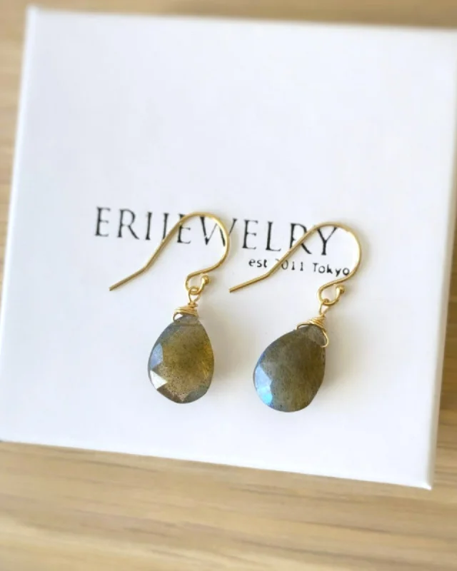 Handmade Gemstone Earrings-Labradorite Simple Drop Earrings