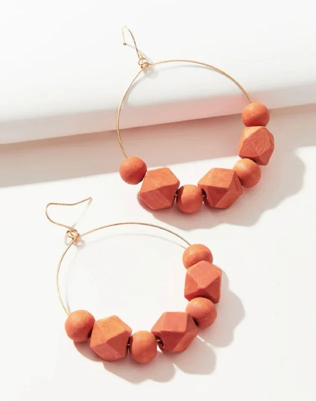 Colorful Gemstone Earrings-Orange Beaded Hoop Earrings