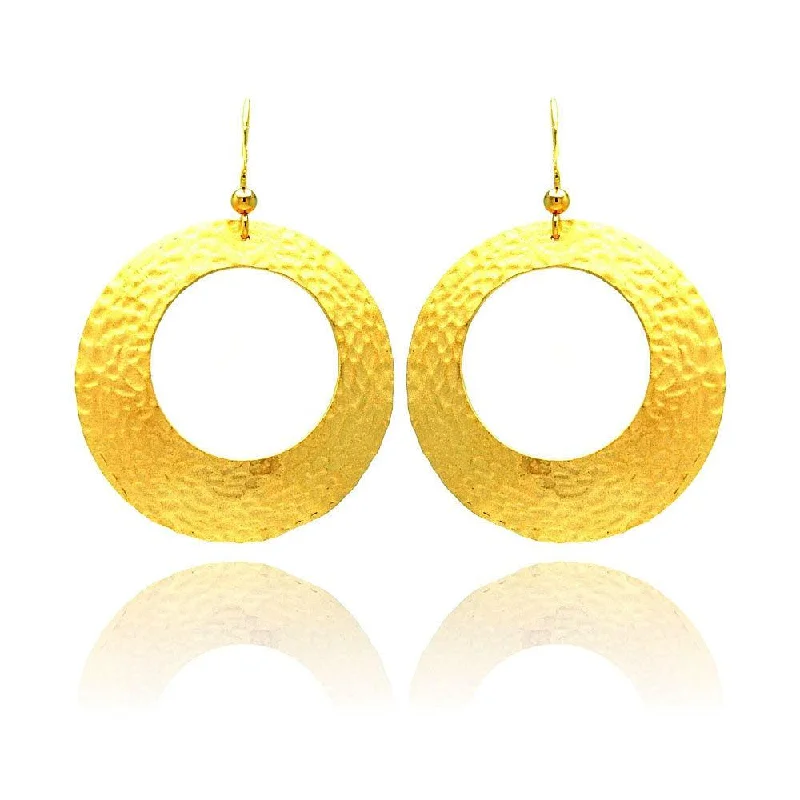 Custom Gemstone Earrings-Clearance-Silver 925 Gold Rhodium Plated Round Open Circle Earrings - STE00655