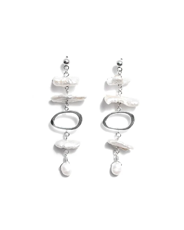 Oval Hoop Earrings-Biwa Silver Earrings