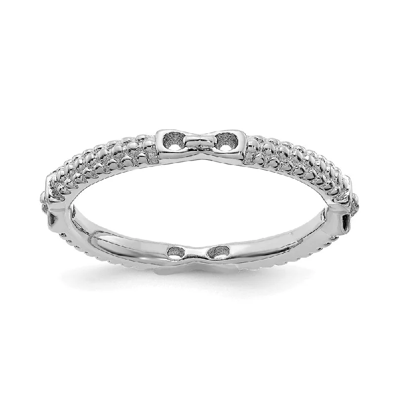 Bold Statement Wedding Rings-2mm Rhodium Plated Sterling Silver Stackable Band