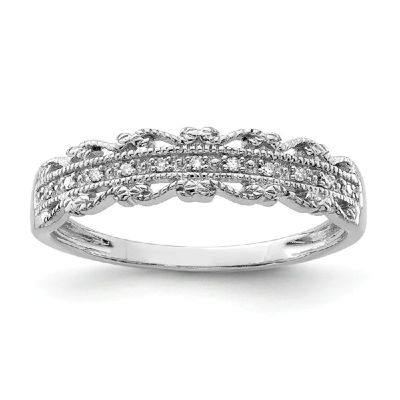 Trendy Engagement Ring Sets-4mm Diamond Ornate Ring in Sterling Silver