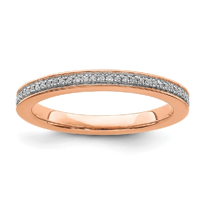 Unique Wedding Rings-2.25mm 14k Rose Gold 1/10 Ctw Diamond Stackable Band