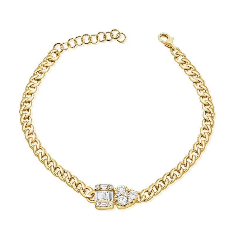 Fashionable Cuff Bracelets-0.62ct Multi Cut Diamond Designer Chain Link Bangle Bracelet