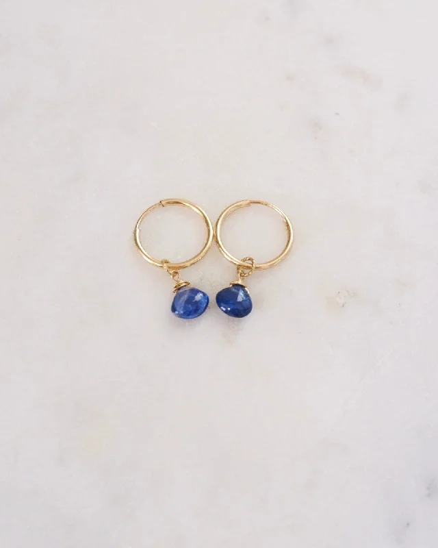 Unique Silver Stud Earrings-Kyanite small infinity hoops