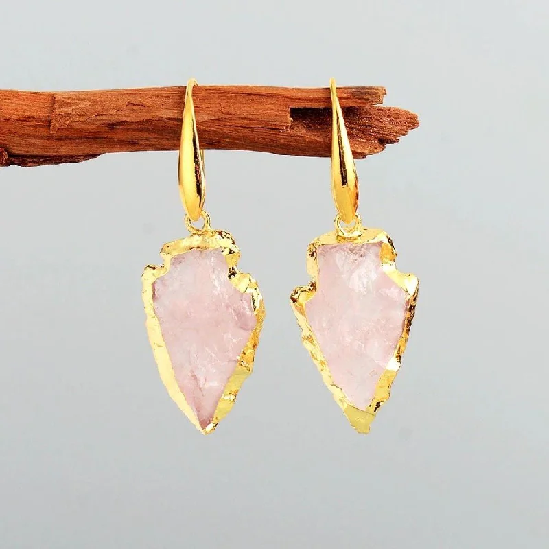 Bridal Earrings for Weddings-Handmade Rose Quartz Crystal Earrings