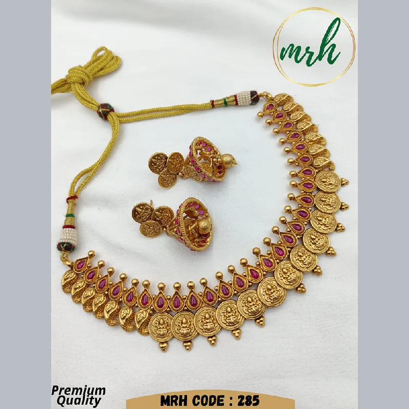 Custom Gold Necklaces-Jewel Addiction Gold Plated Temple Necklace Set