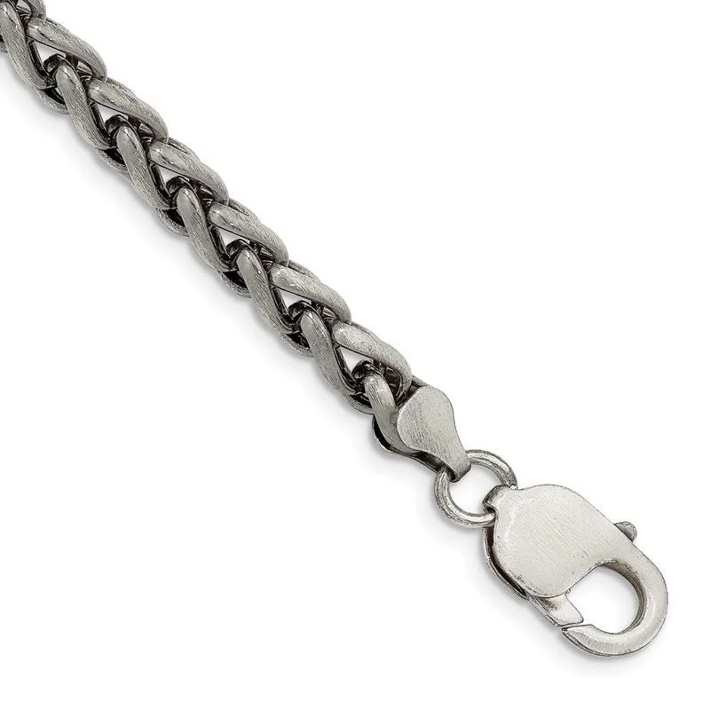 Stunning Diamond Charm Bracelets-Sterling Silver Antiqued 6mm Round Spiga Chain Bracelet