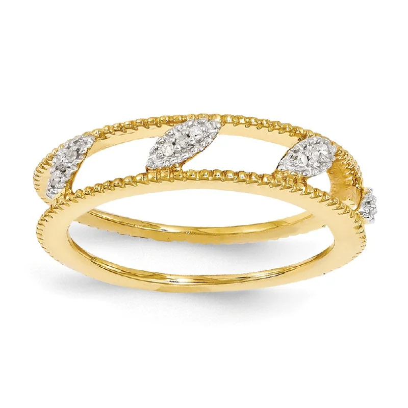 Unique Gemstone Wedding Rings-Gold Tone Plated Sterling Silver .036 Ctw Diamond Jacket Stack Ring