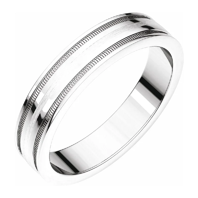 Handcrafted Gold Rings-4mm Continuum Sterling Silver Flat Milgrain Satin Comfort Fit Band