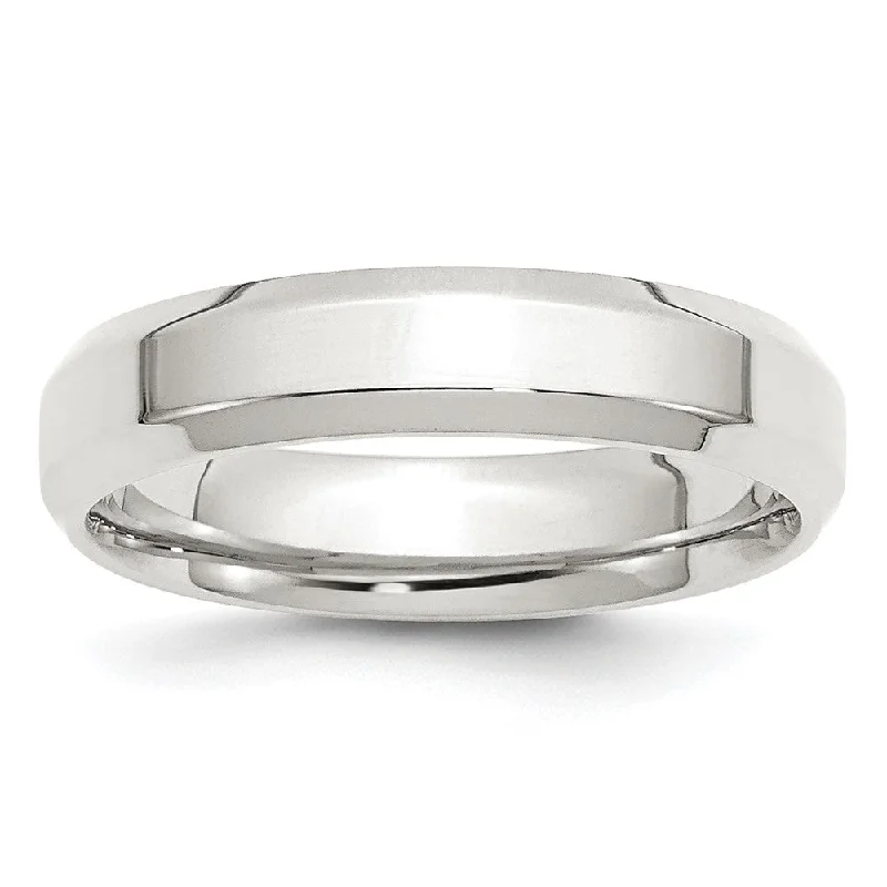 Beautiful Diamond Rings-5mm Sterling Silver Polished Beveled Edge Comfort Fit Band