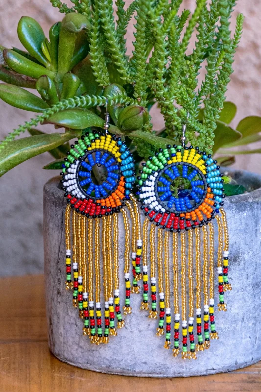 Unique Wedding Stud Earrings-Twelve strands African beaded Earrings