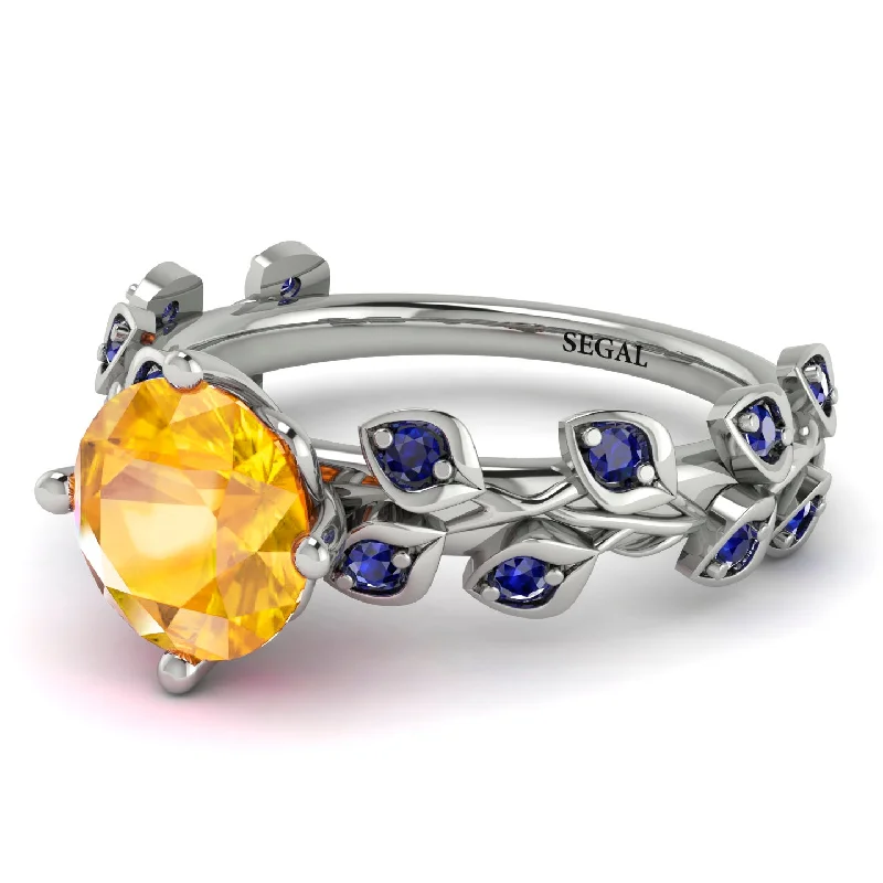 Classic Engagement Ring Bands-Leaves All Around Yellow Diamond Ring - Sydney 2ct No. 1015