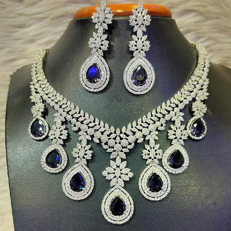 Trendy Gold Chain Necklaces-Jain Jewellers Silver Plated AD Necklace Set