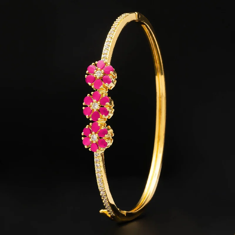 Stunning Wedding Bangles-24ct Heavy Gold Layered Stone Bracelet Bangle PSBRB61WR-002