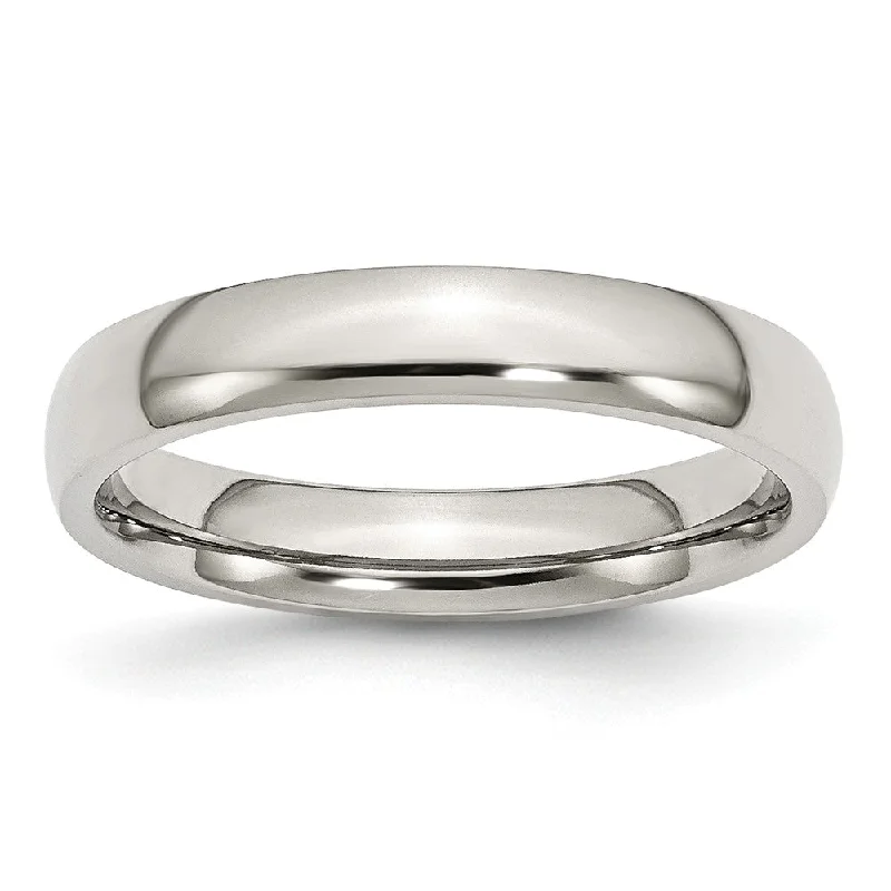 Trendy Engagement Rings-Stainless Steel Domed 4mm Polished Comfort Fit Band