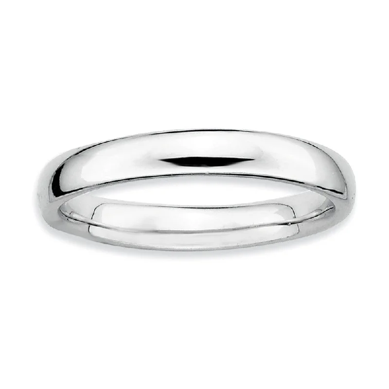 Colored Diamond Rings-3.25mm Sterling Silver Stackable Polished Band