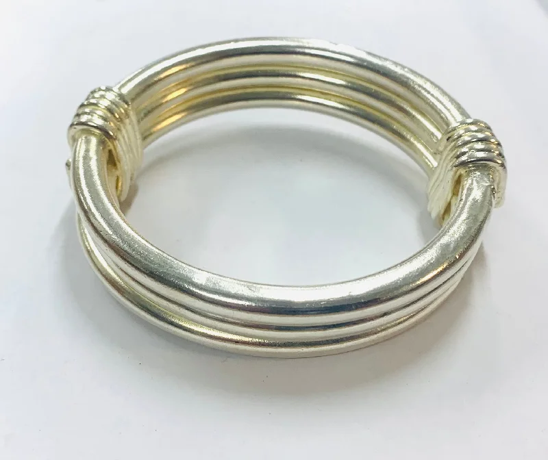 Sparkling Silver Bangles-Triple Classic silver bangle