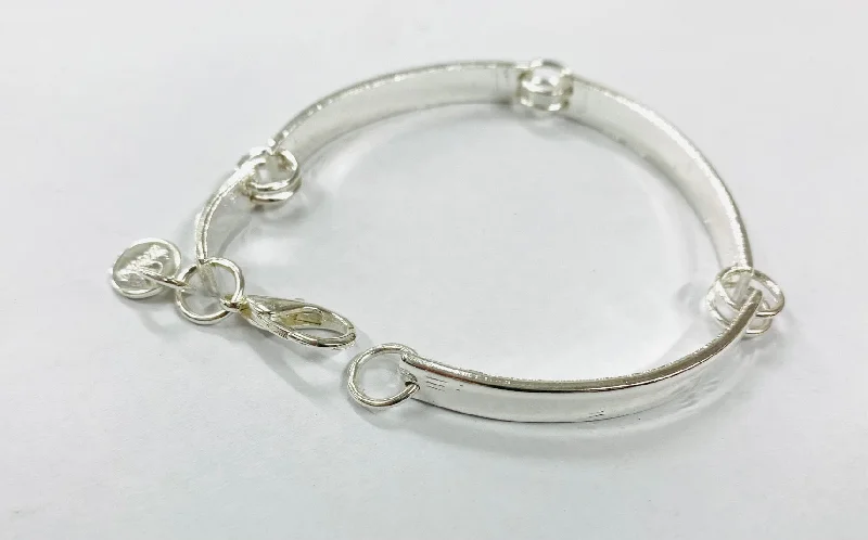 Personalized Silver Bangles-Silver arc bracelet