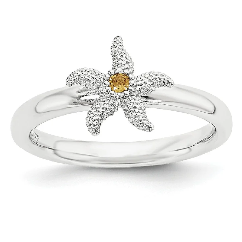 Personalized Name Rings-Sterling Silver Stackable Expressions Citrine 10mm Starfish Ring