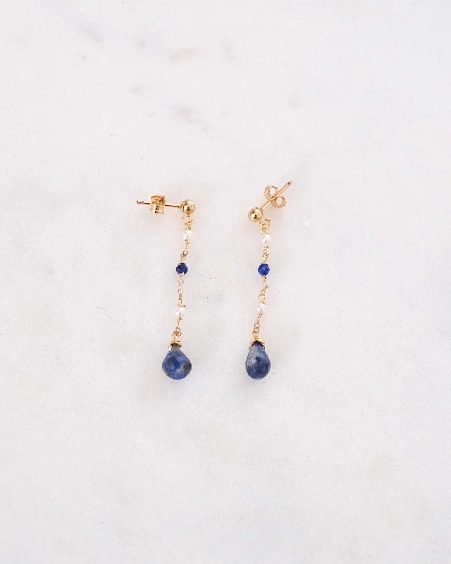 Tassel Earrings-Lapis lazuli Bohemian Earrings