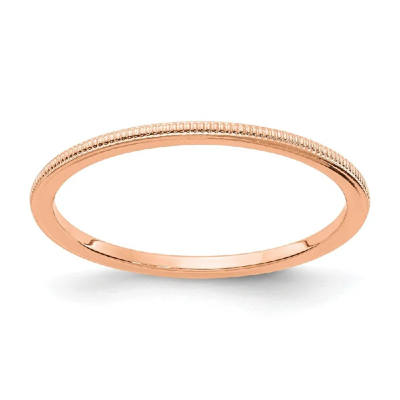 Elegant Engagement Rings-1.2mm 10k Rose Gold Milgrain Stackable Band