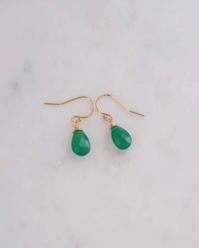 Colorful Dangle Earrings-Green Onyx Simple Earrings