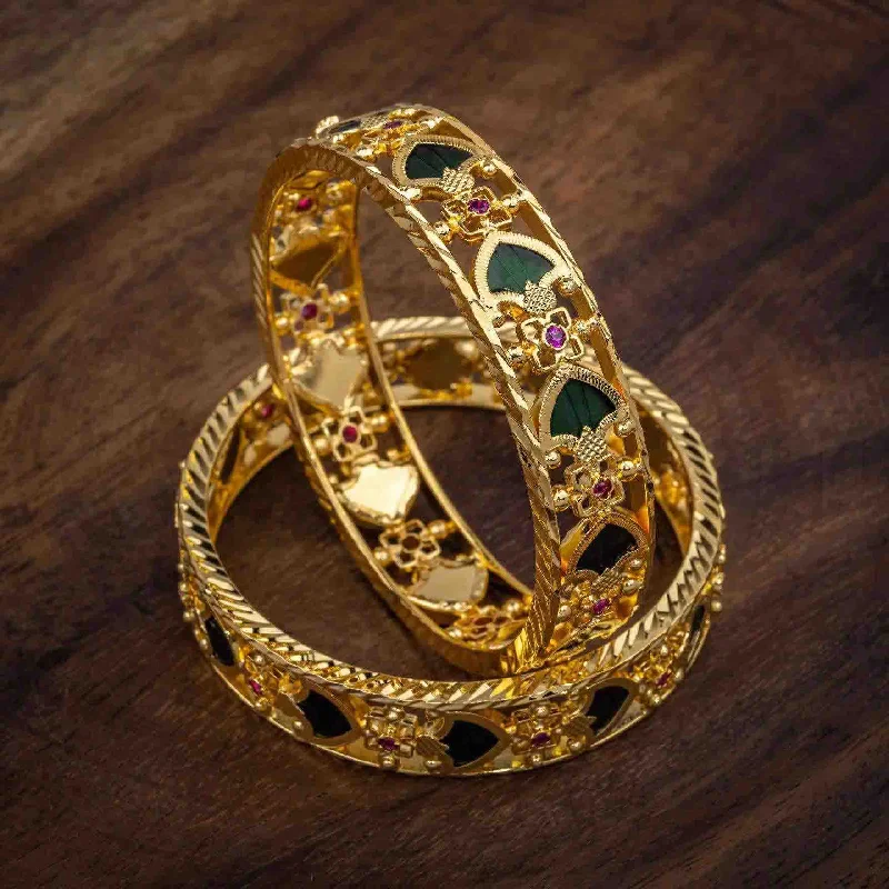 Custom Gold Bangle Bracelets-Palakka Bangle PSPKBPG19-013