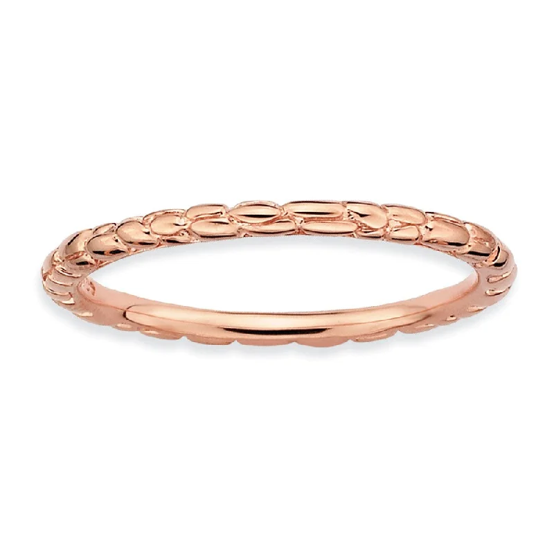 Vintage Wedding Bands for Women-1.5mm Stackable 14K Rose Gold Plated Silver Band