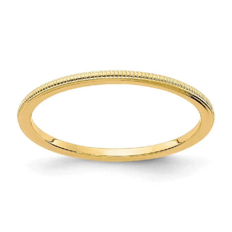 Unique Diamond Rings-1.2mm 14k Yellow Gold Milgrain Stackable Band