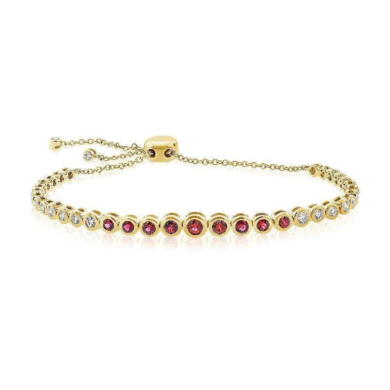 Beautiful Charm Bracelets-Ruby & Diamond Bolo Bracelet