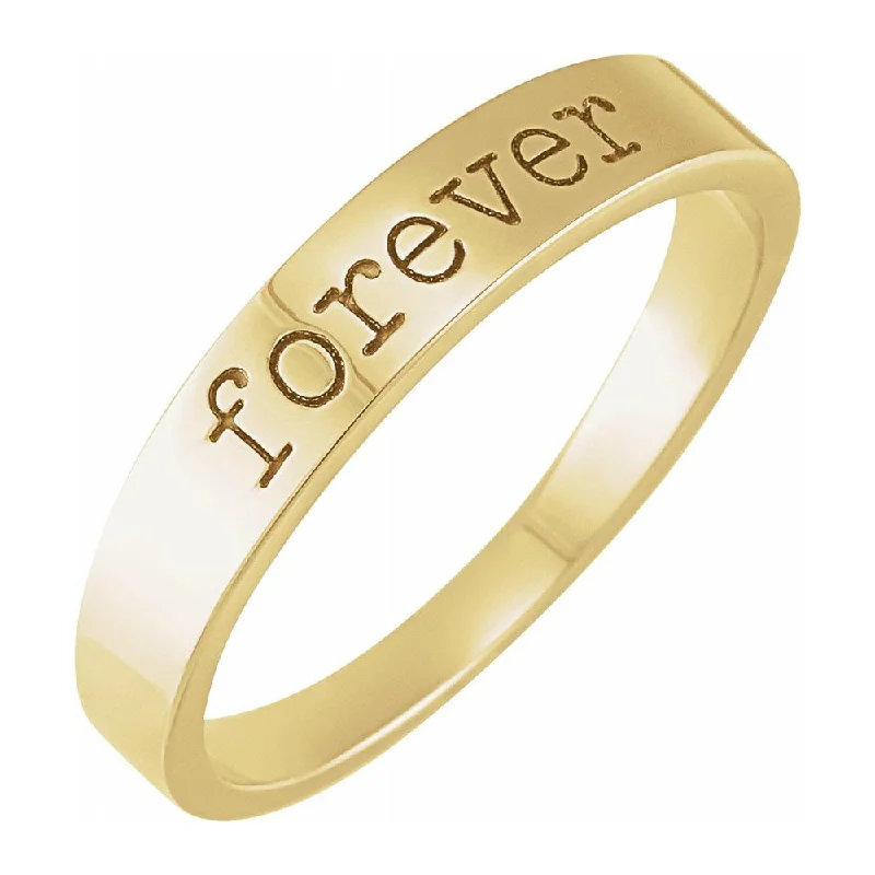 Elegant Wedding Ring Sets-14K Yellow Gold 'Forever' Stackable Tapered Band