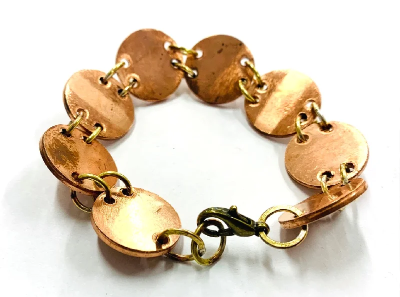 Charm Bangles-Copper disc bracelet