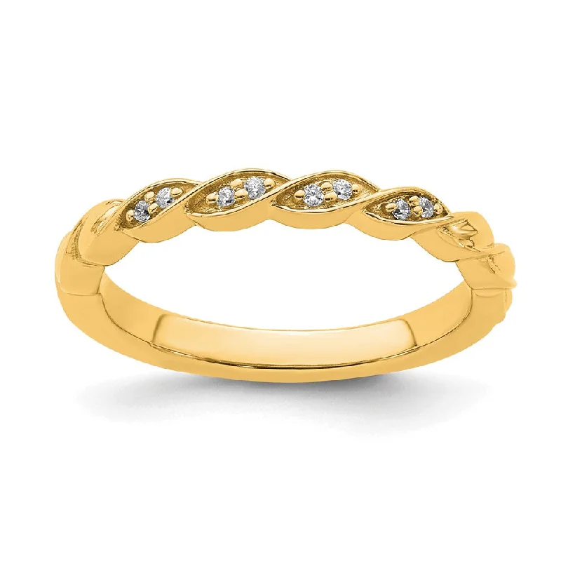 Unique Engagement Rings-2.5mm 14k Yellow Gold .04 Ctw Diamond Stackable Twist Band