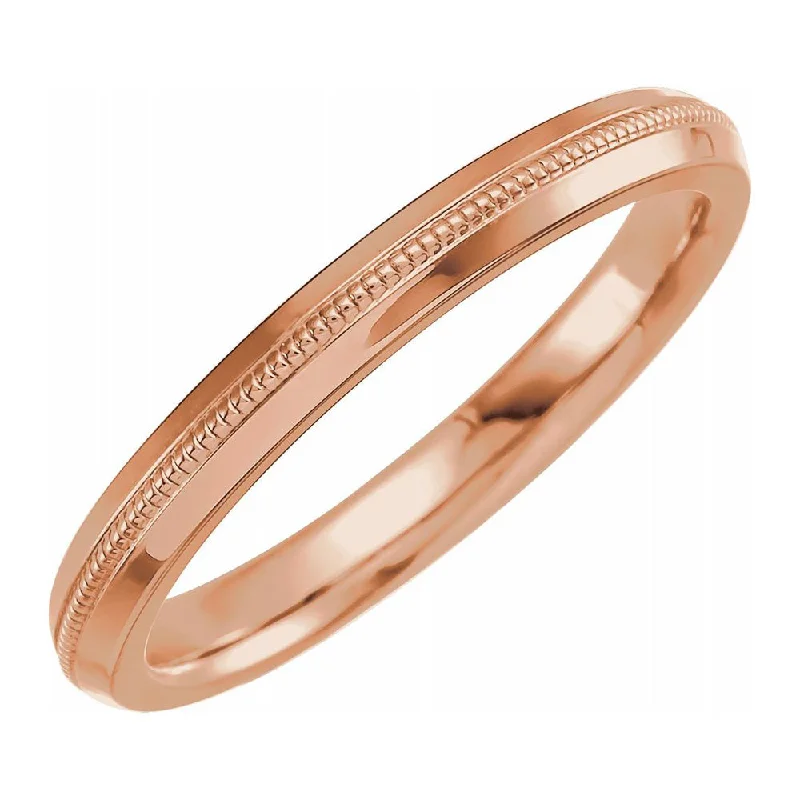 Adjustable Wedding Rings-2.5mm 14K Rose Gold Knife Edge Standard Fit Band