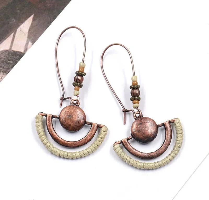 Stylish Drop Earrings-Vintage Semicircle Copper Dangle Earrings