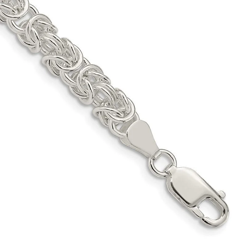 Beautiful Birthstone Bracelets-Sterling Silver 5.5mm Rounded Byzantine Chain Bracelet