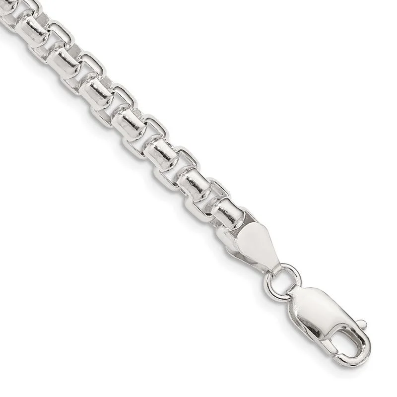 Elegant Birthstone Bracelets-Sterling Silver 5.2mm Round Box Chain Bracelet