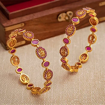 Designer Wedding Bangle Sets-Gold Bangle PSGRBSR3R-053